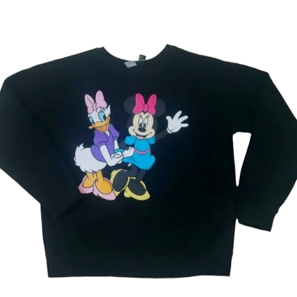 Disney Mickey Mouse~Woman Size M~ Black Mickey Logo Crew Neck Sweater Graphic. - Picture 1 of 4